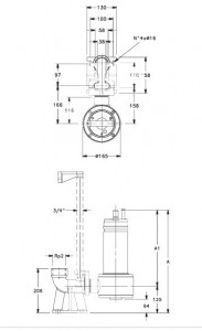 lowara submersible pump for dewatering and sewage grinder DOMO GRI series design specs
